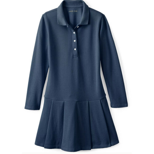 Lands' End School Uniform Girls Long Sleeve Polo Dress Thumbnail