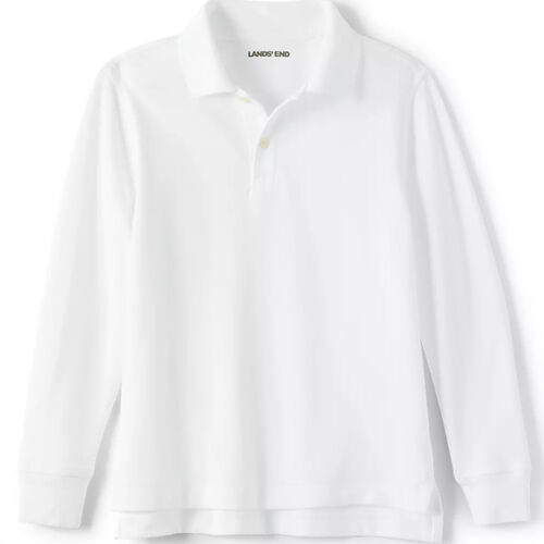 Lands' End School Uniform Kids Long Sleeve Mesh Polo Shirt Thumbnail